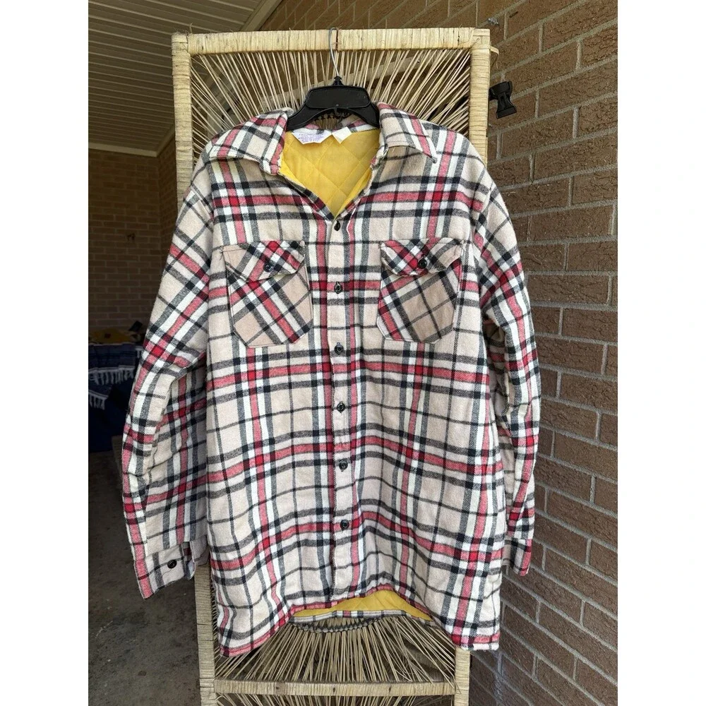 VINTAGE Frostproof Jacket Men L Red Flannel Shirt 70s 80s Heavy Duty USA*